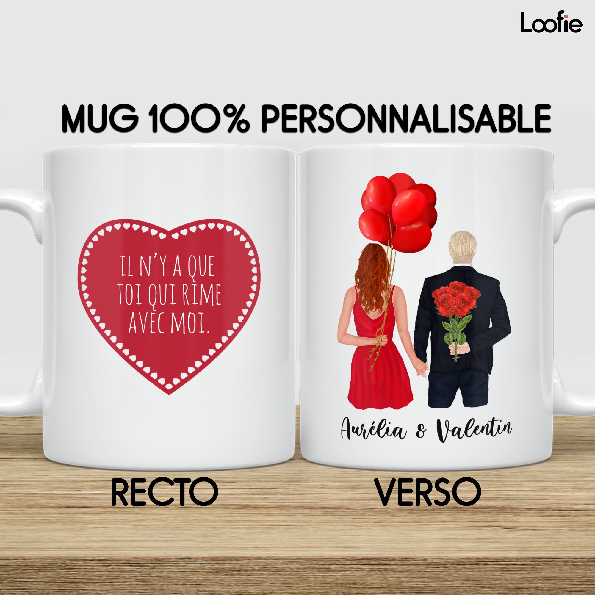 Mug Personnalisé Couple, Cadeau Couple Personnalisé, Mug Personnalisable, Saint Valentin