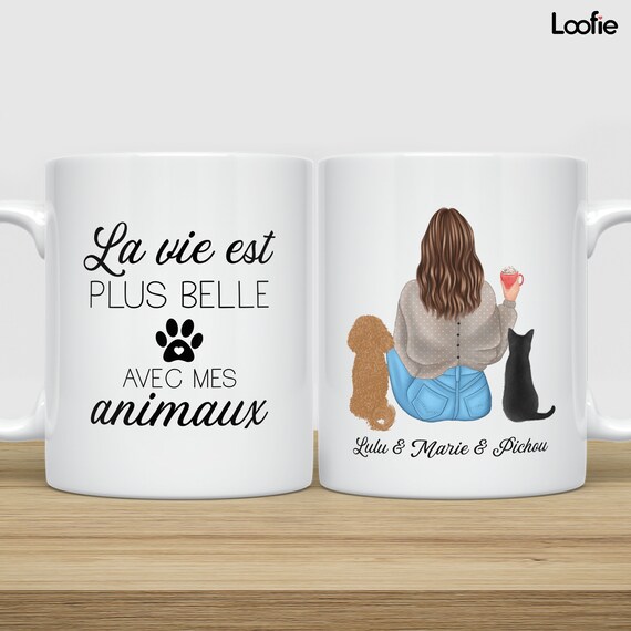 Mug Personnalisé Chien | Mug Personnalisé Chat | Cadeau Personnalisé Femme | Animal de Compagnie Personnalisé