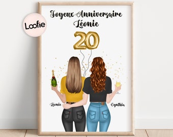 Affiche Personnalisée Anniversaire | Cadeau Meilleure Amie en Français | Cadeau Anniversaire Amie