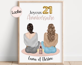 Cadeau Meilleure Amie | Affiche Personnalisée Amie | Cadeau Anniversaire Femme