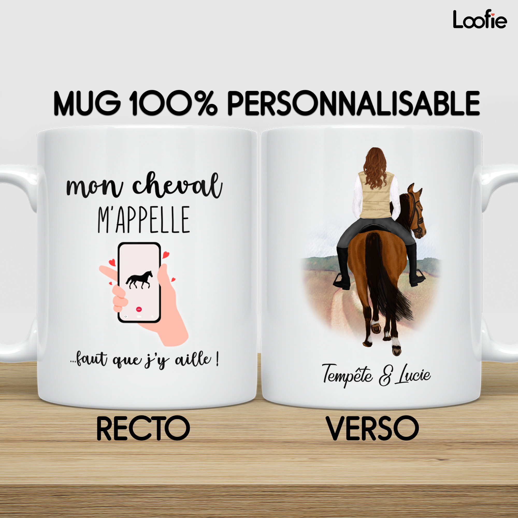 Mug Personnalisé Cheval, Équitation Personnalisé, Tasse Personnalisée Cadeau Cheval Cavalier avec Ch