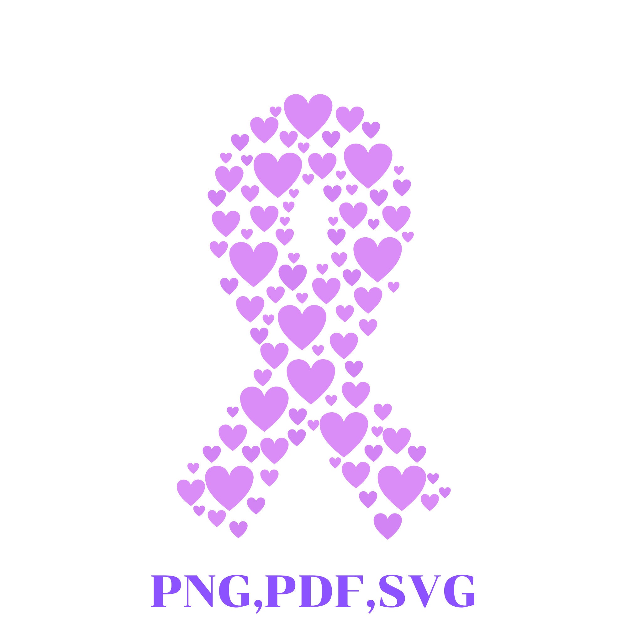 Awarness Ribbon Cancer Ribbon in hearts digital file svg Etsy