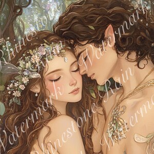 Fantasy Elfen paar digital druckbare Wandkunst, DIY Druck zu Hause Kunstdruck, Schmetterling Blumen Fee PNG Download, Valentinstag Liebe Kunst