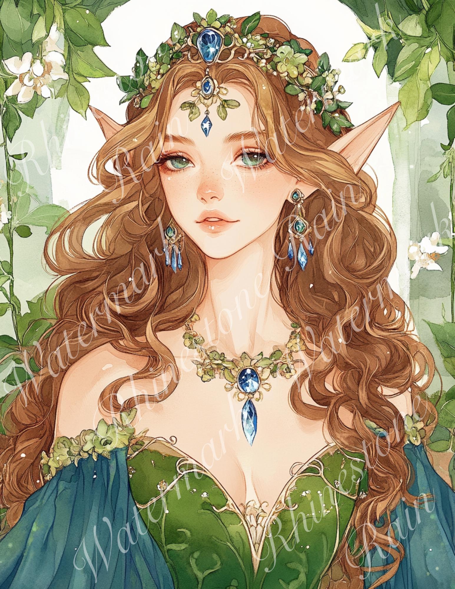 Elf Princess Art Prints: Whimsical Fantasy PNG Set (8.5x11