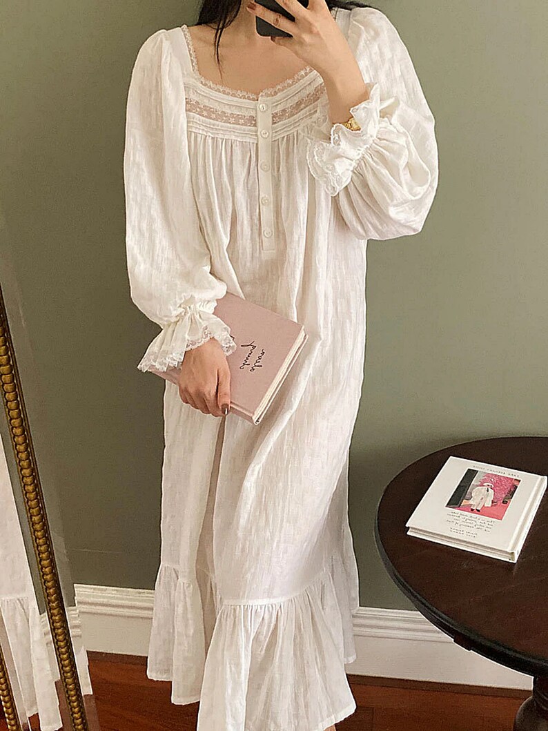 Vintage Cotton Long Nightgowns for Women Comfortable Loose Etsy