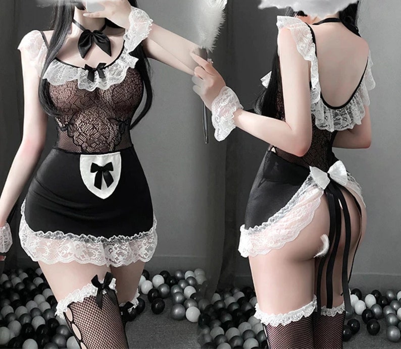 Exotic Maid Cosplay Costumes Perspective , Sex Suit See Through Body Stocking, 