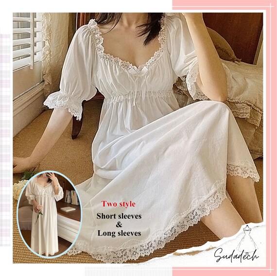 Cotton Nightgowns Princess Short Sleeve 