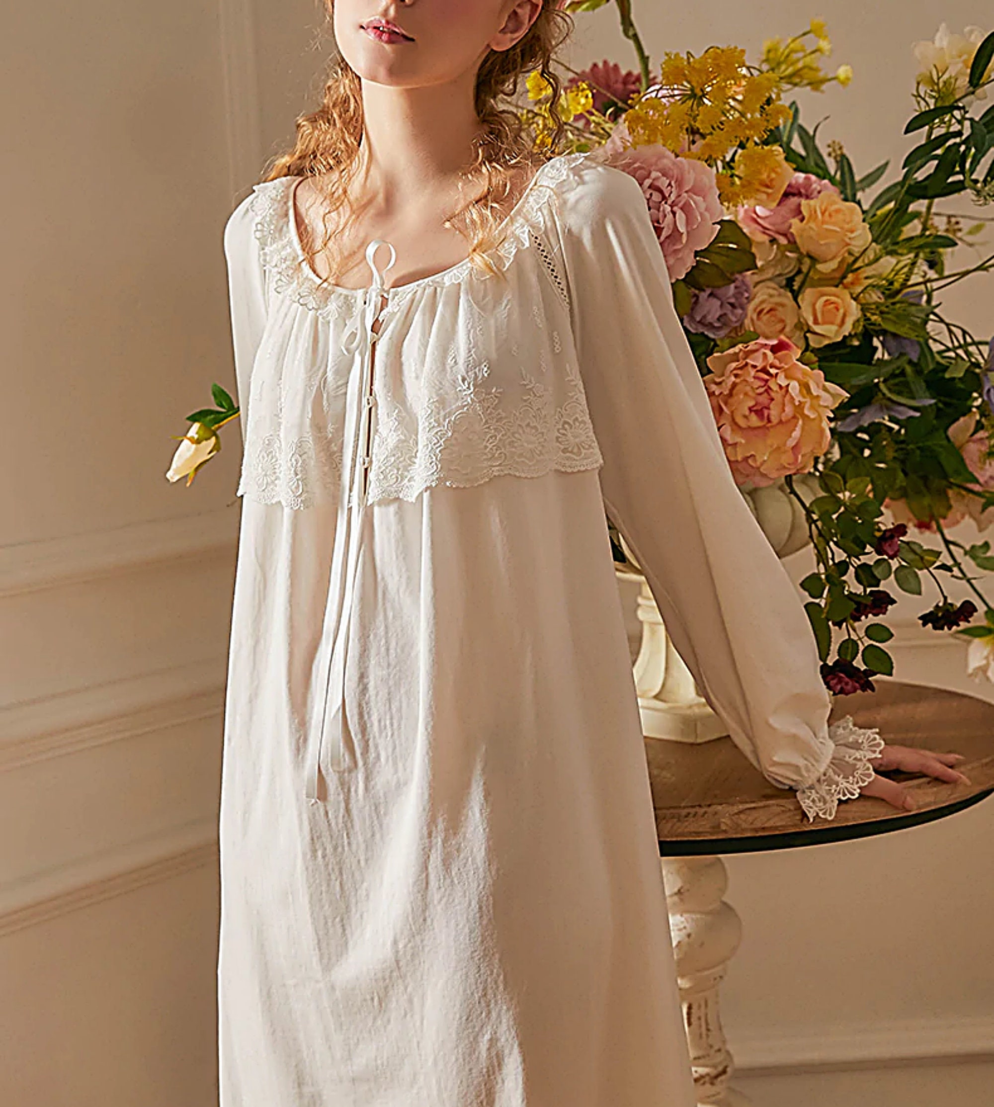 Vintage Cotton Sleepwear Nightgown European Medieval Style | Etsy