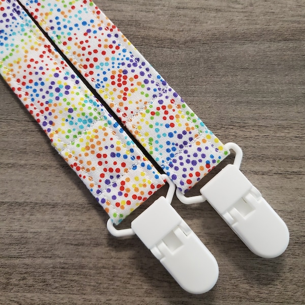 Pacifier Clip, Paci Clip, Binky Clip, Soother Clip, Rainbow, Multicolor, Confetti, Baby Shower Gift, Baby Accessory