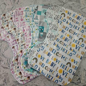 Flannel Burp Cloth: I Love Mommy, I Love Grandma, Reversible Absorbent Baby Burp Rag