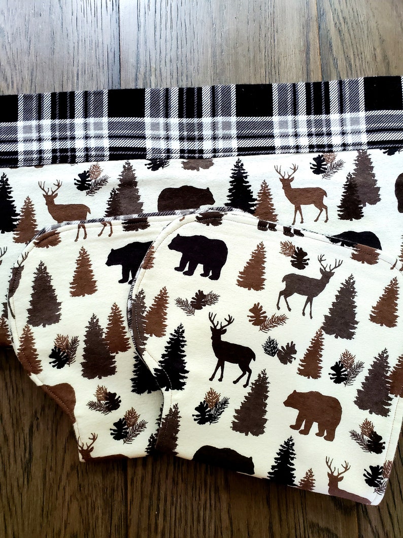 Flannel Baby Blanket & Burp Cloth Set, Receiving Blanket, Snuggle