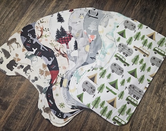 Flannel Burp Cloth: Woodland, Reversible Absorbent Baby Burp Rag