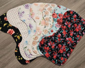 Flannel Burp Cloth: Floral, Reversible Absorbent Baby Burp Rag