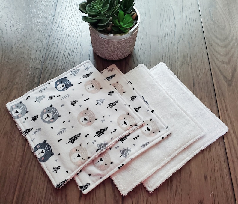 Baby Washcloths Flannel Terry Cloth Bears Baby Shower Gift Etsy