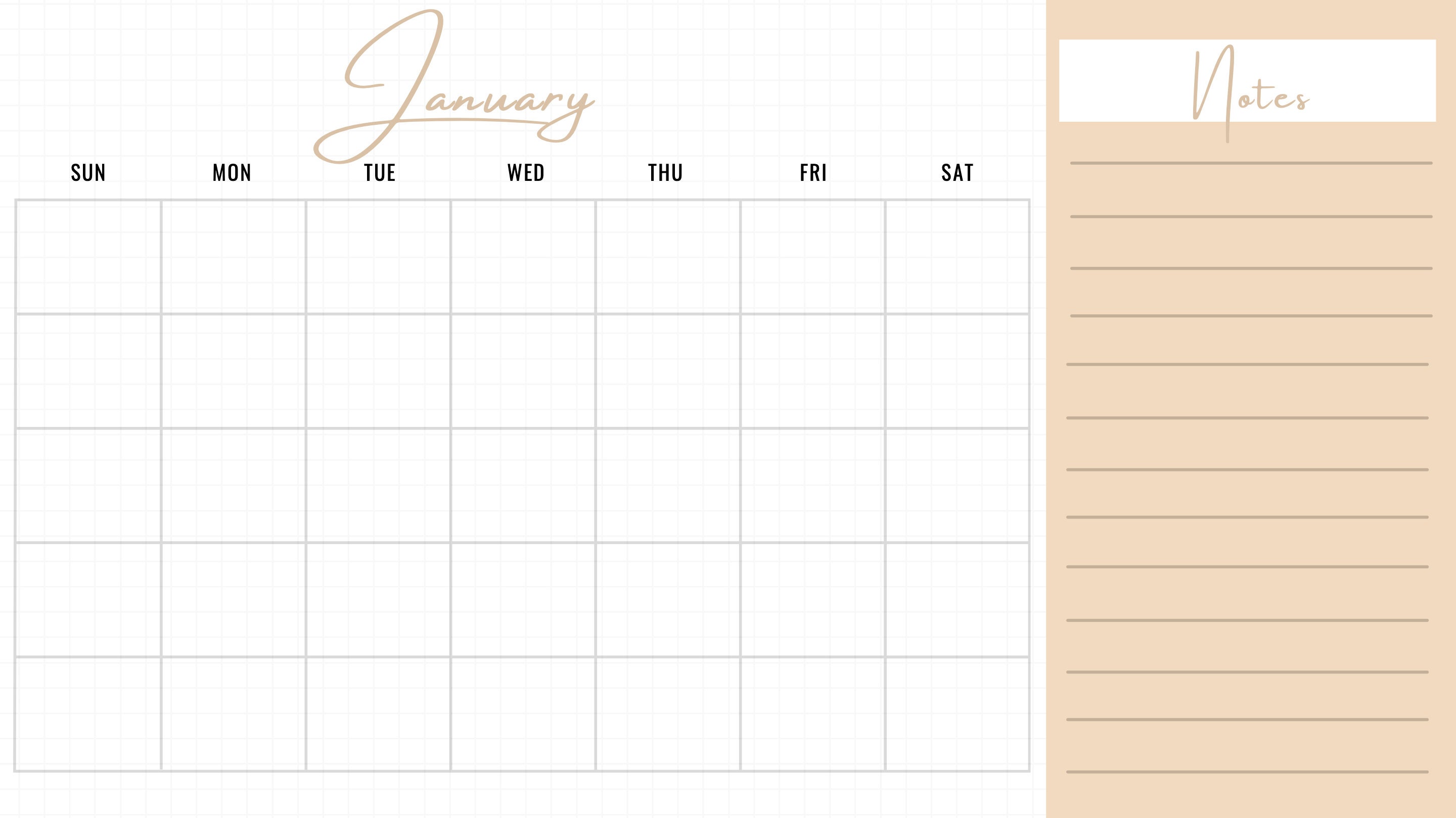 Printable Calendar with Notes Desk Calendar Monday & Sunday Etsy