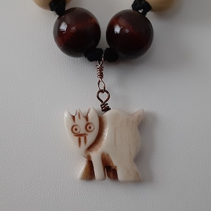 Carved  Cat Charm  Necklace
