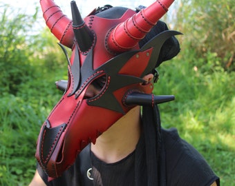 Real Leather Cosplay Dragon Mask