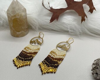Brass Mountain beaded fringe earrings