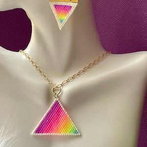 Rainbow Triangle beaded necklace
