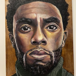 Chadwick - original artwork painting of the black panther king Boseman