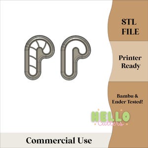 Polymer clay cutter STL,  STL File for 3D Printing, clay cutter STL File, Polymer Clay Tool, digital download, digital, candy cane