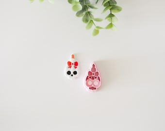 Halloween Skull with Candle Polymer Clay Cutter
