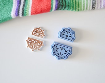 Talavera Polymer Clay Cutter Set: Floral Heart Earring Tool