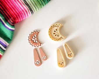 Talavera Inspired Moon Polymer Clay Cutter – Crescent Design