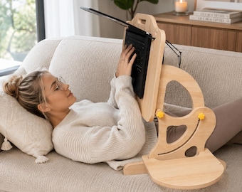 Laptop Desk For Comfortable Lying Or Sitting, Eases Neck And Back Strain. Versatile Laptop Stand For Use On Bed, Sofa, Or Floor. New Version