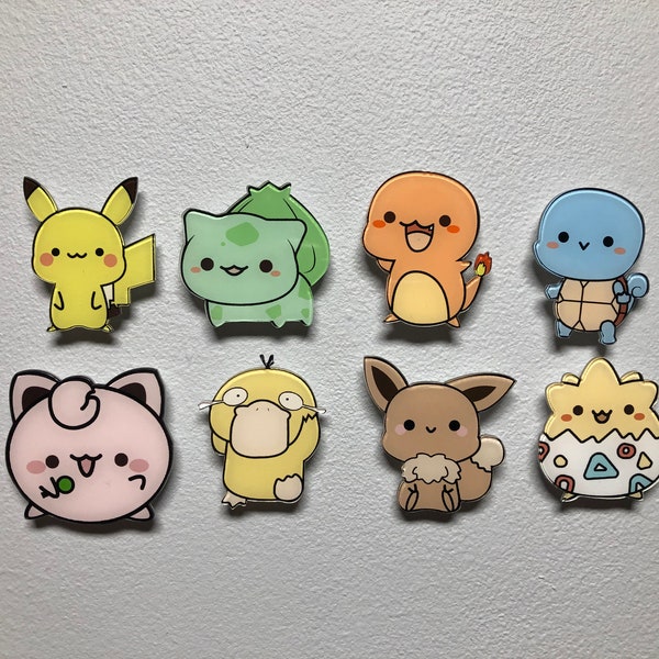 Aimants de réfrigérateur POKEMON - Pikachu, Bulbasaur, Salamèche, Carapuce, Évoli, Psycanard, Togepi, Clefairy Figure Aimants Pokémon