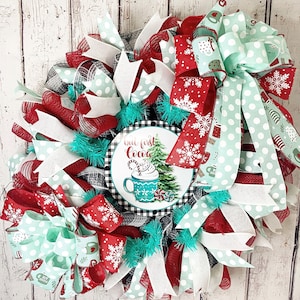 But First Cocoa Mesh Wreath, Hot Cocoa Wreath, Christmas Wreath, Winter Wreath, Full Wreath, Christmas Decor, Winter Decor