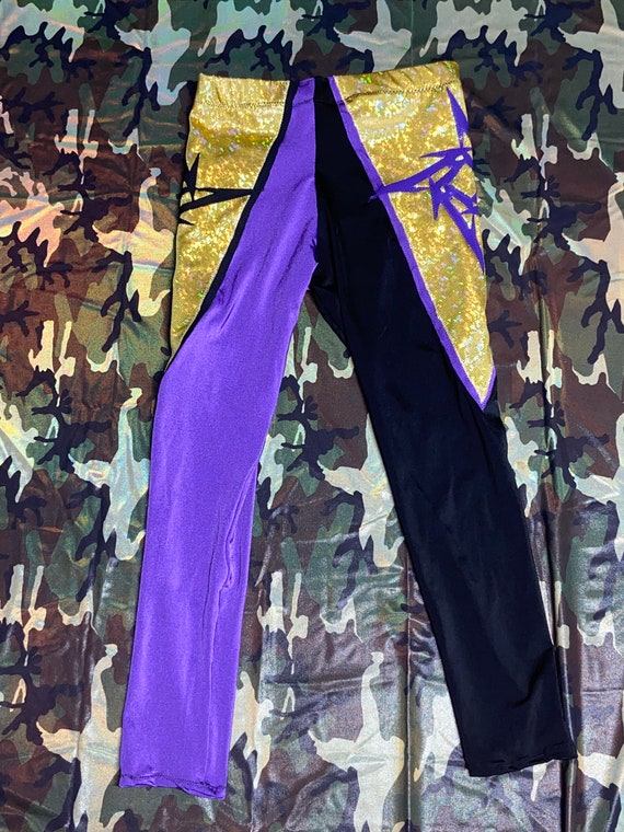 Pro Wrestling Gear Tights Purple and Black with Gold Accents Etsy