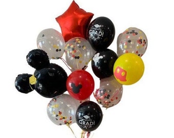 Globos de graduación Mickey Mouse ramo de 11 piezas