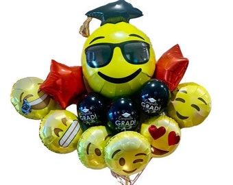 Ramo de globos de graduación con emojis, 12 piezas