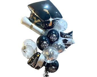 Ramo de globos de 11 piezas para felicitar por la graduación.