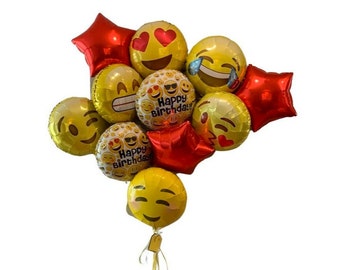 Ramo de globos de feliz cumpleaños con emojis