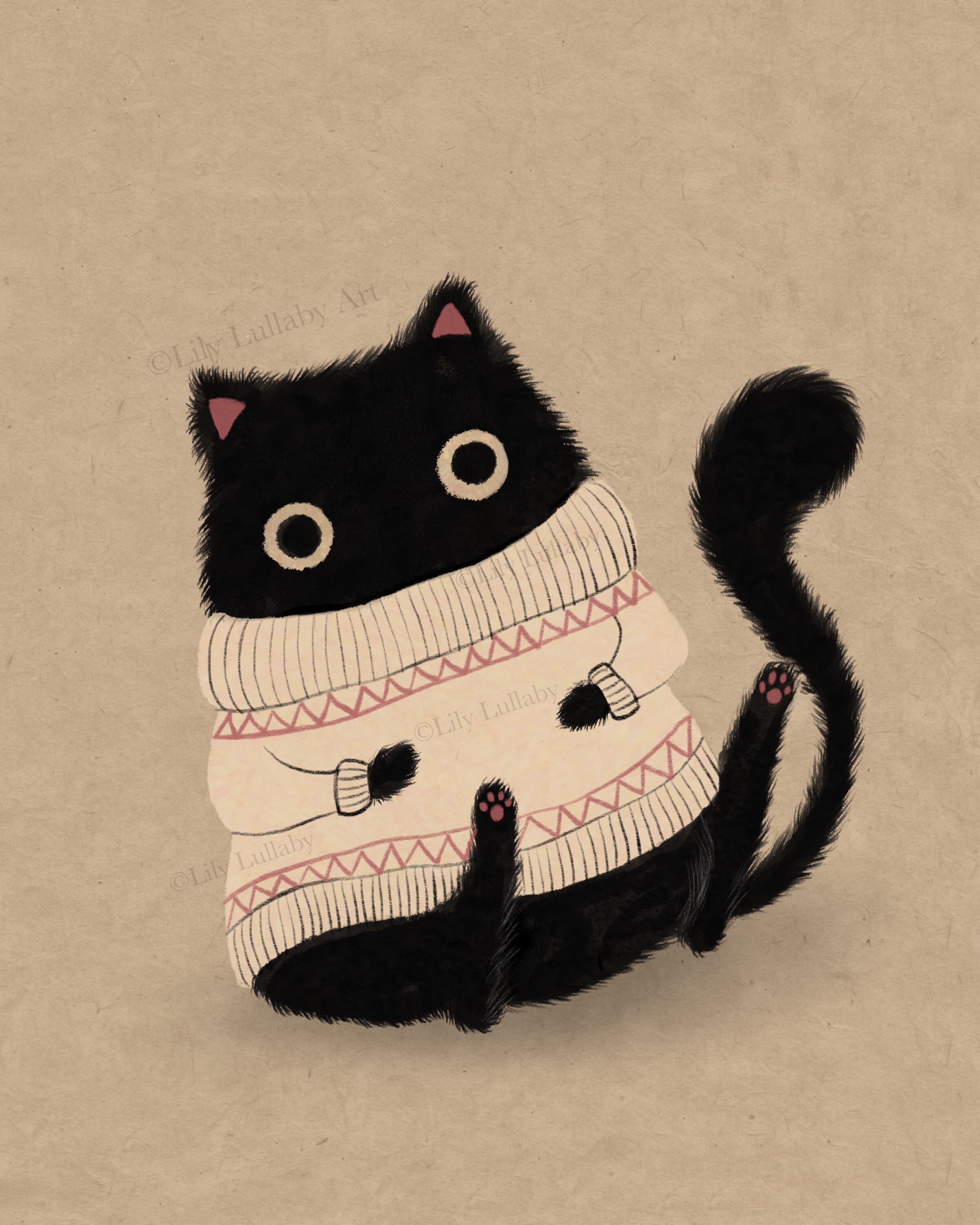 Black Cat In A Warm Jumper Cat Print Cute Cat Cat Person | Etsy