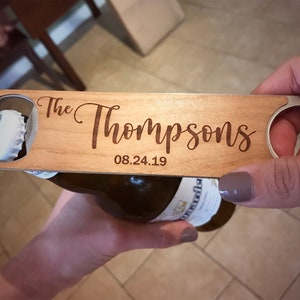 Personalized Engraved Bottle Opener: Wood Veneer Groomsmen Gift