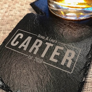 Personalized Slate Coasters: Custom Engraved Stone Coaster Set of 4