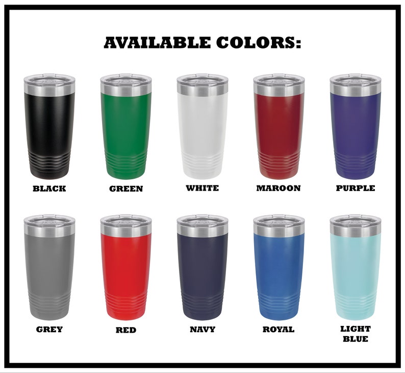 Available colors for 20oz Polar Camel tumblers.
