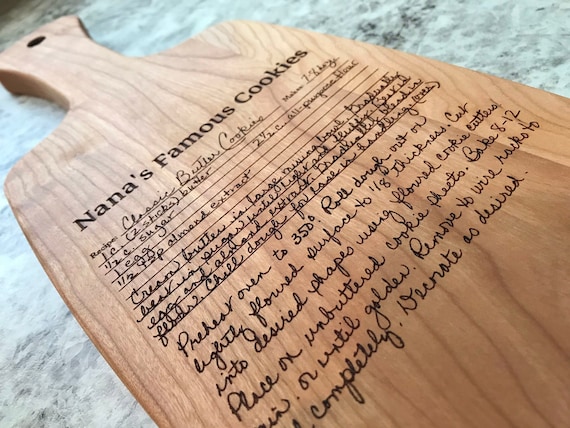 Engraved Handwritten Recipe Cutting Board: Family Recipe Gift