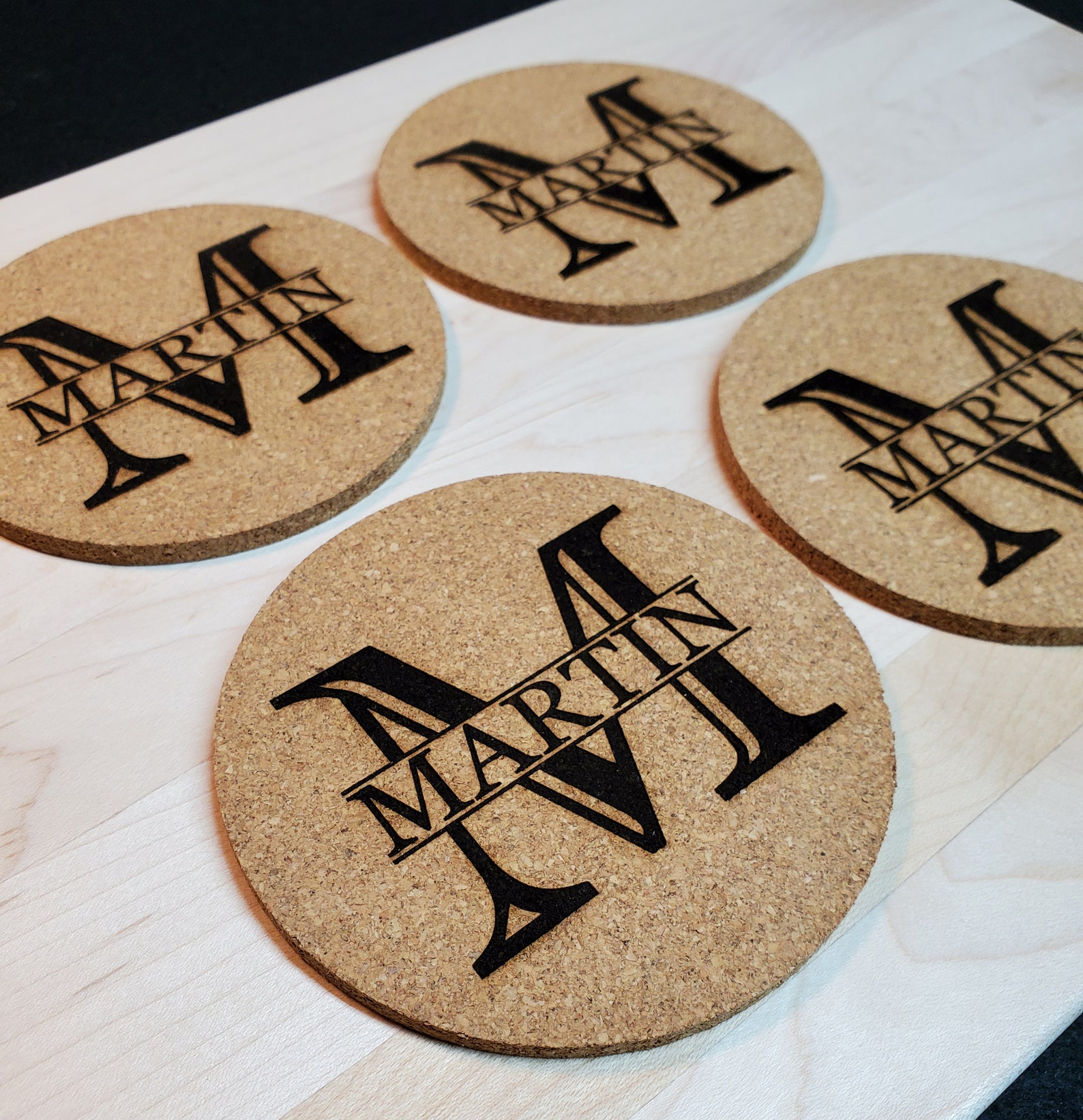 Personalized Cork Coasters Set of 4 Custom Cork Coasters Etsy