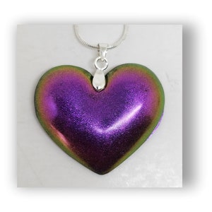 Heart pendant, heart necklace, resin heart pendant necklace, epoxy heart pendant.