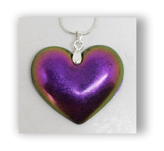 Heart pendant, heart necklace, resin heart pendant necklace, epoxy heart pendant.