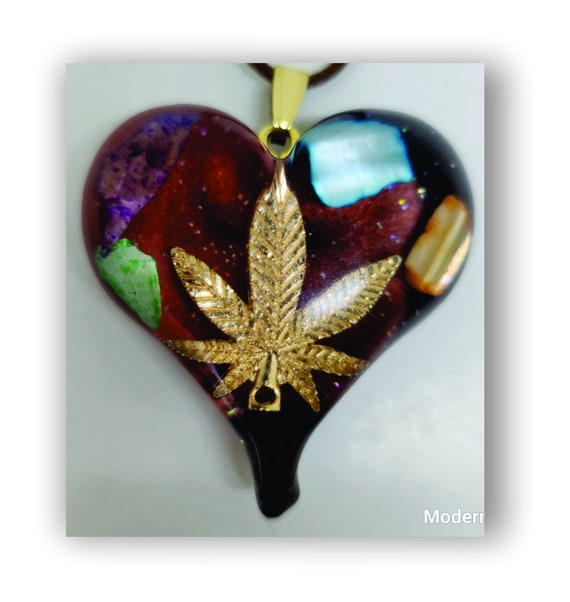 Heart pendant, heart necklace, resin heart pendant necklace, epoxy heart pendant.