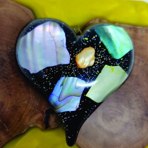 Heart pendant, heart necklace, resin heart pendant necklace, epoxy heart pendant