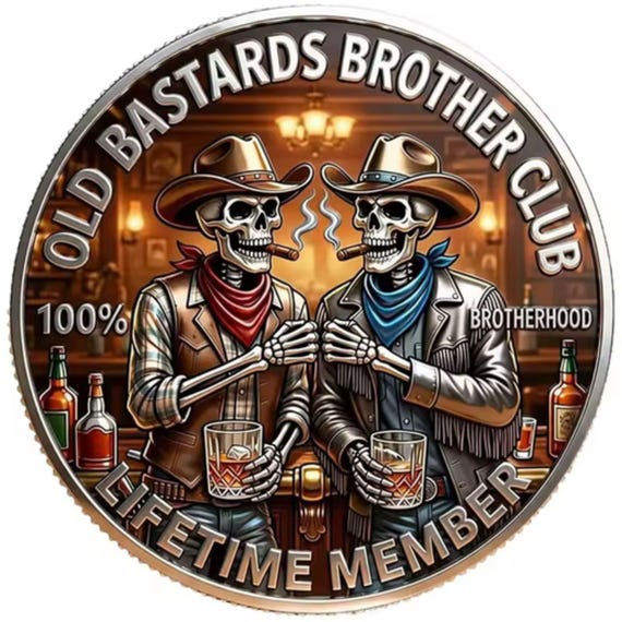 Old Bastards Brotherhood Club Challenge Coin + Coin Holder + Keychain Holder + Gift Box