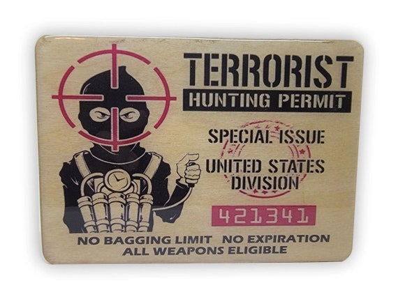 Anti Terrorism plaque 5"x7" with Resin on top.