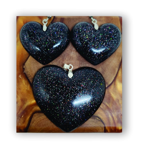 Handmade resin artistic necklace with matching earrings.