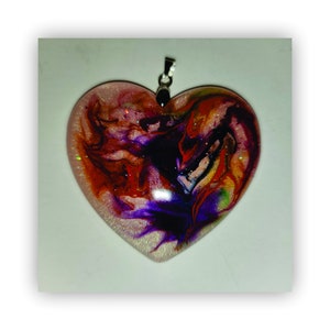 Heart pendant, heart necklace, resin heart pendant necklace, epoxy heart pendant